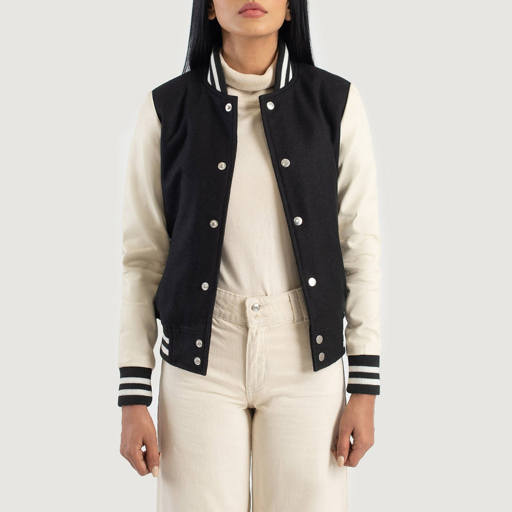 Savant Black and White Hybrid Varsity Jacket