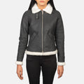 Sherilyn B-3 Black and White Sheepskin Bomber Jacket