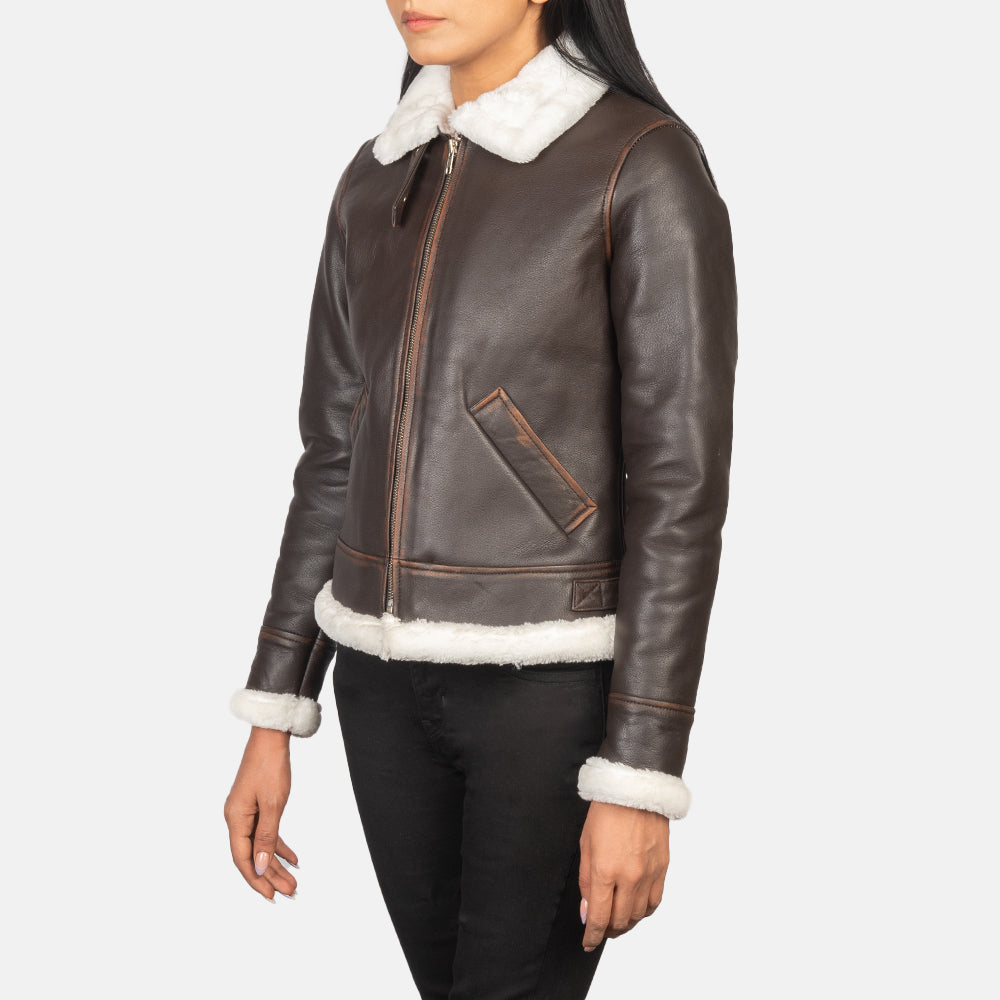 Sherilyn B-3 Brown Goatskin Bomber Jacket