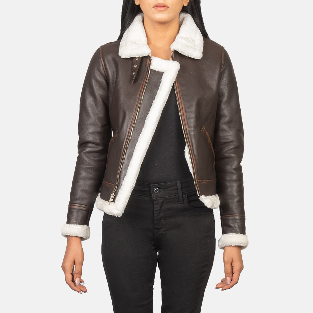 Sherilyn B-3 Brown Goatskin Bomber Jacket