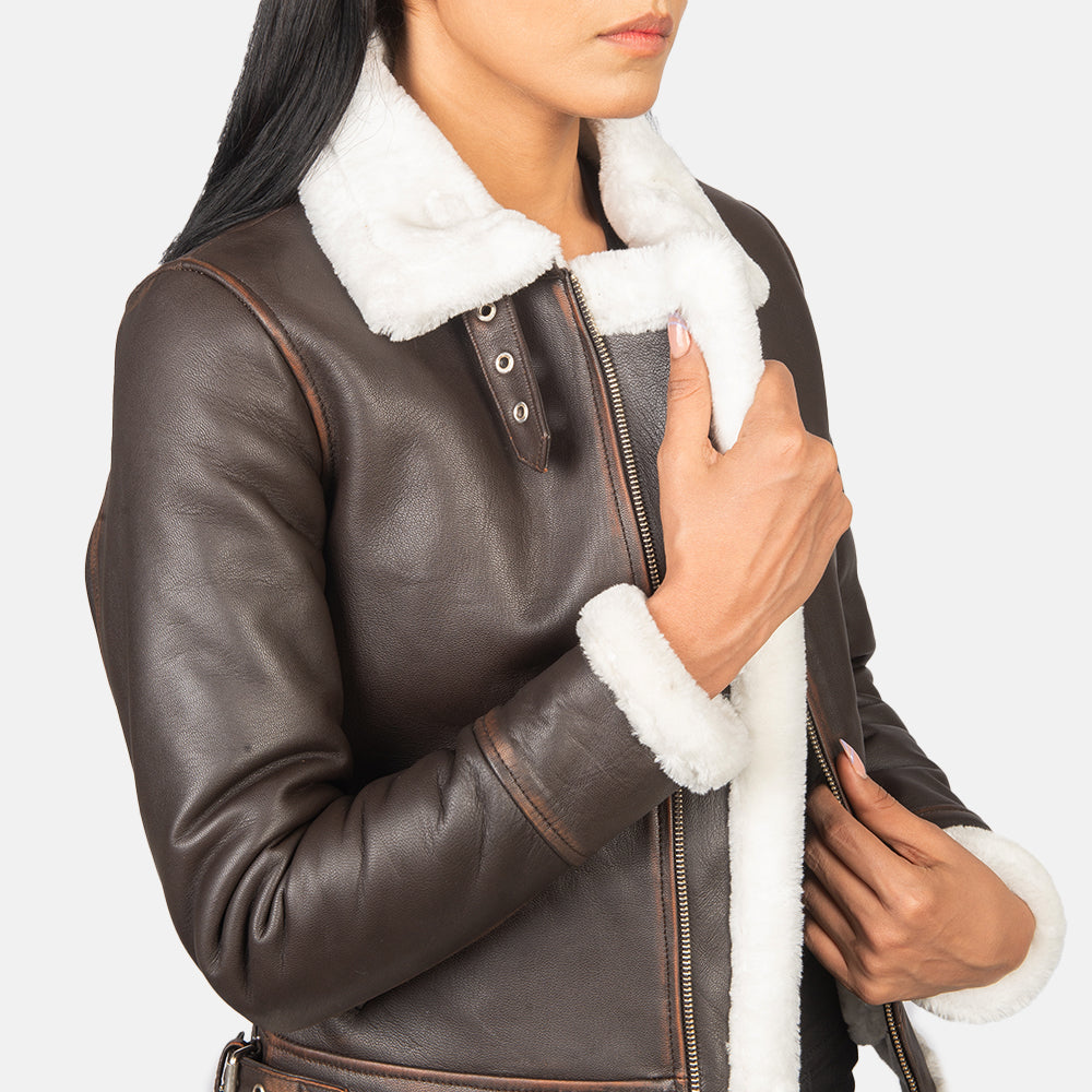 Sherilyn B-3 Brown Goatskin Bomber Jacket