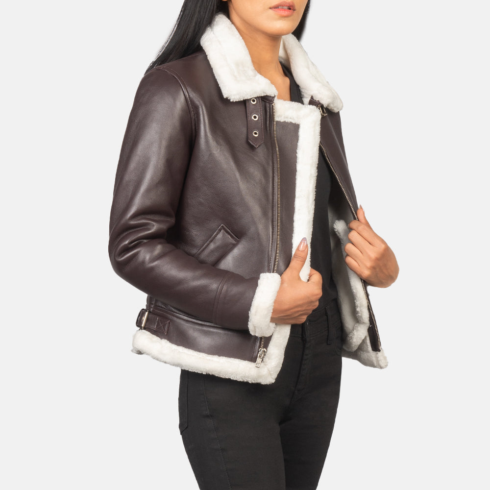 Sherilyn B-3 Maroon Sheepskin Bomber Jacket