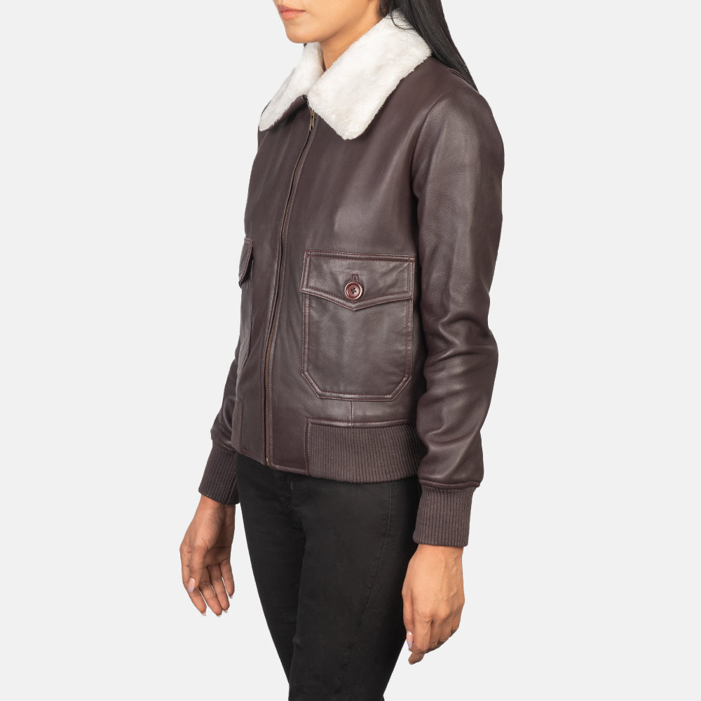 Stella G-1 Maroon Sheepskin Bomber Jacket