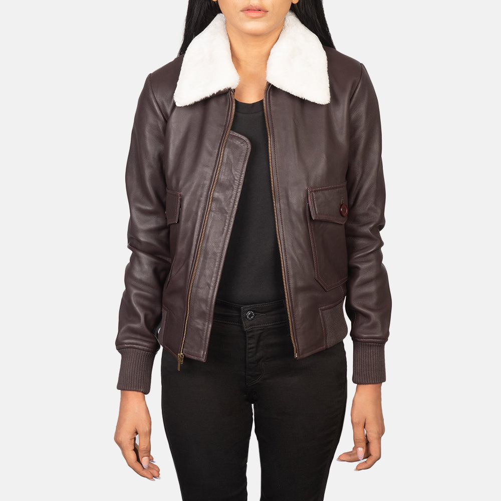 Stella G-1 Maroon Sheepskin Bomber Jacket
