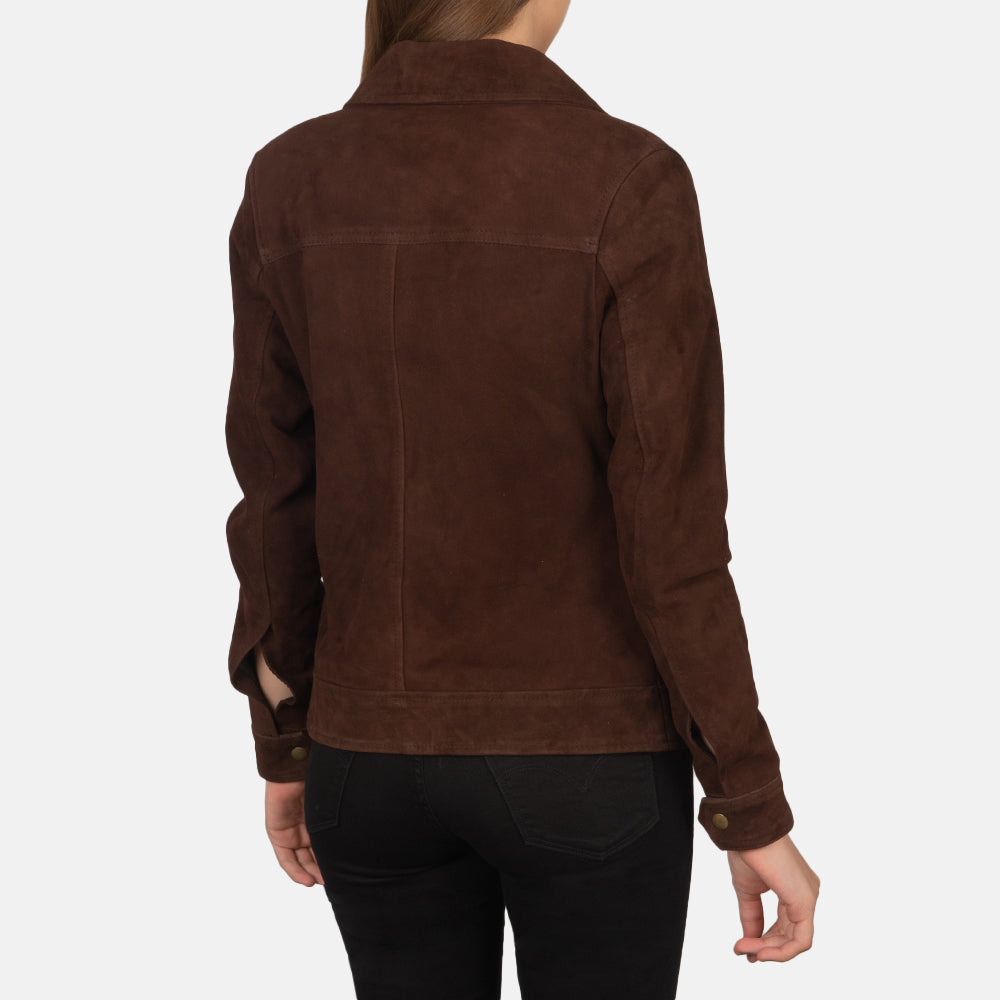 Suzy Mocha Goatskin Suede Trucker Jacket