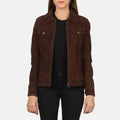 Suzy Mocha Goatskin Suede Trucker Jacket