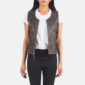 Vanda Distressed Brown Goatskin Biker Vest