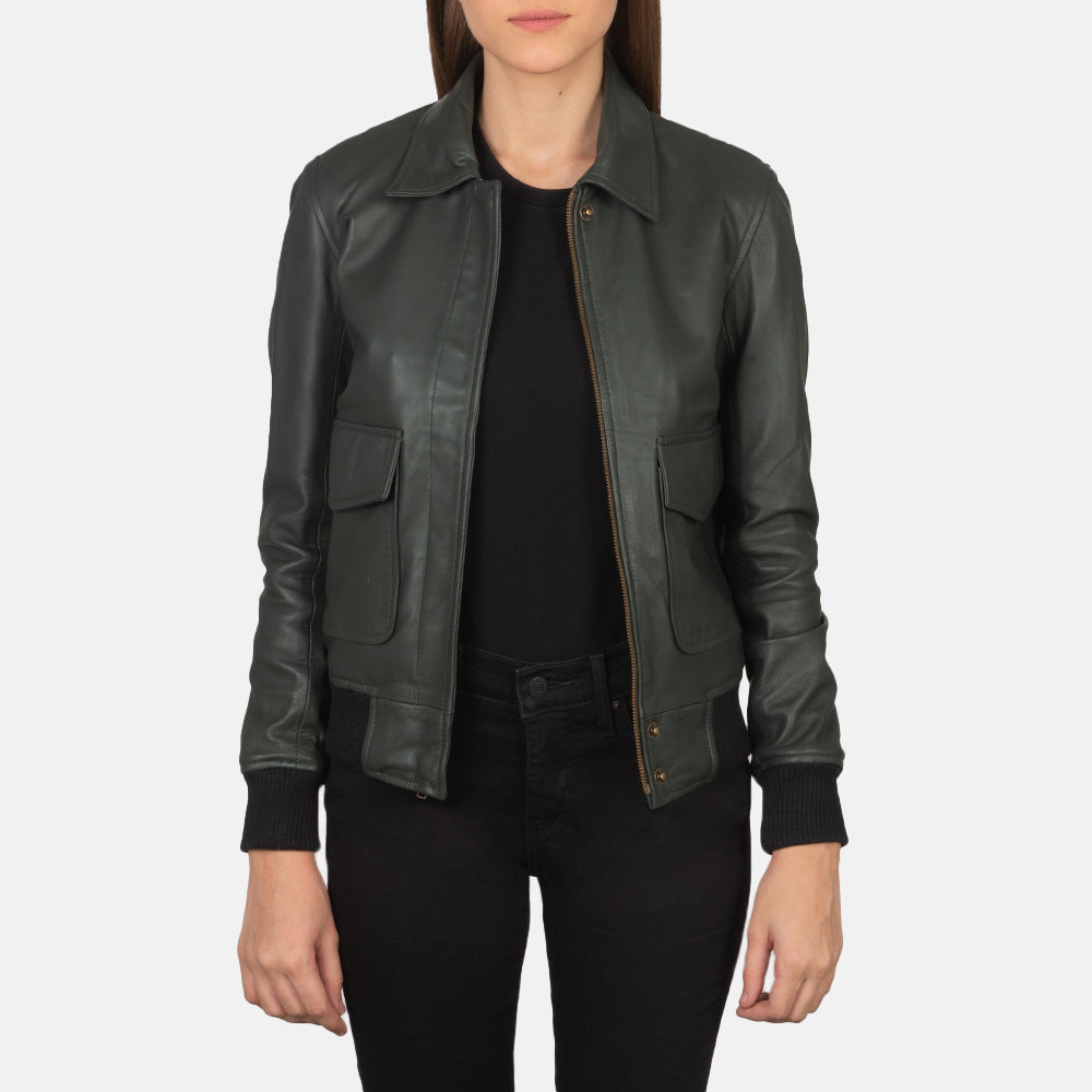 Westa A-2 Green Sheepskin Bomber Jacket