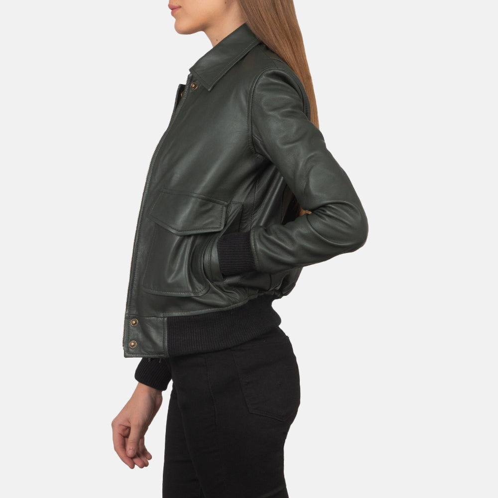 Westa A-2 Green Sheepskin Bomber Jacket