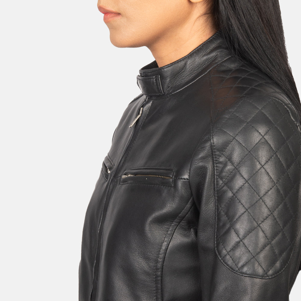 Zenna Black Aniline Leather Bomber Jacket