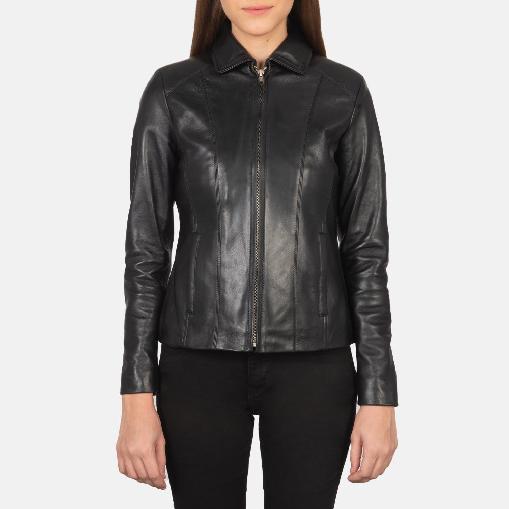 Colette Black Sheepskin Leather Jacket