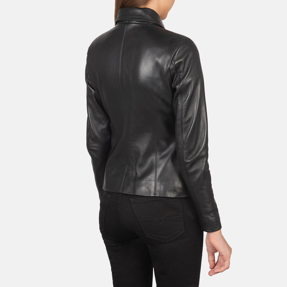Colette Black Sheepskin Leather Jacket
