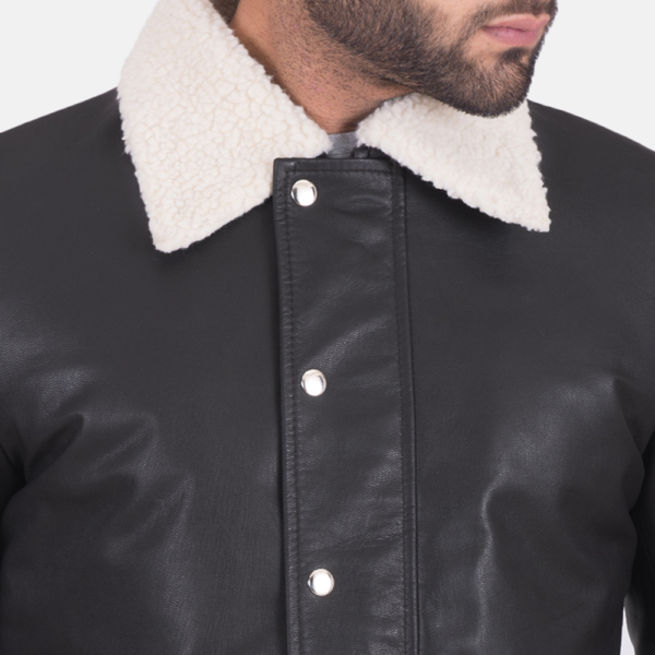 Mens Real Goatskin Leather Snow Cole Black Leather Jacket - JH0114
