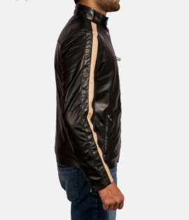 Mens Real Sheepskin Leather Jack Black Leather Biker Jacket - JH0030