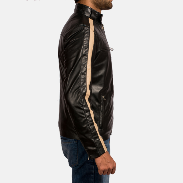 Mens Real Sheepskin Leather Jack Black Leather Biker Jacket - JH0030