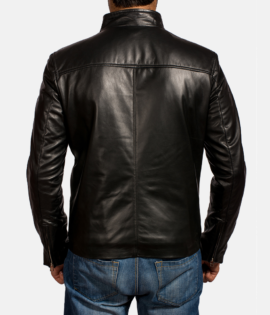 Mens Real Sheepskin Leather Jack Black Leather Biker Jacket - JH0030