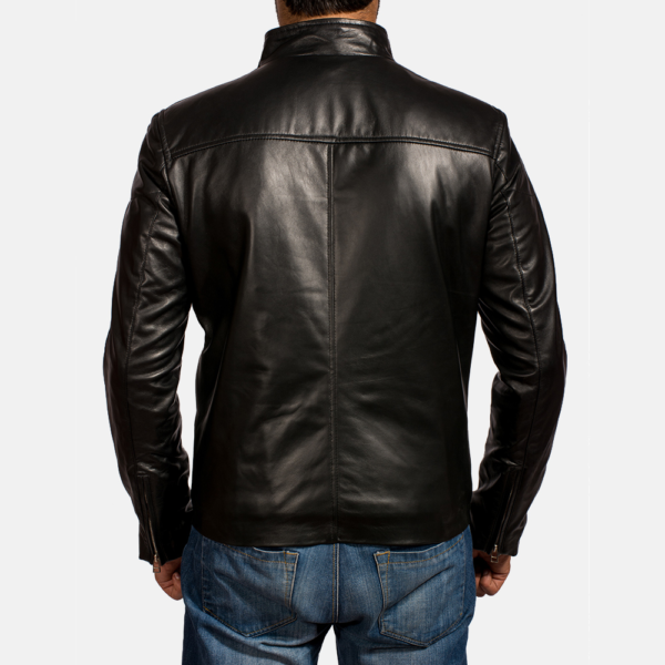 Mens Real Sheepskin Leather Jack Black Leather Biker Jacket - JH0030