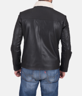 Mens Real Goatskin Leather Snow Cole Black Leather Jacket - JH0114