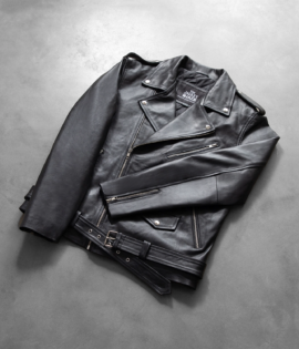 Mens Allaric Alley Black Leather Biker Jacket - JH0009