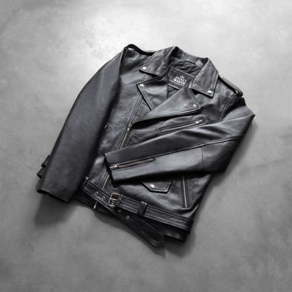 Mens Allaric Alley Black Leather Biker Jacket - JH0009