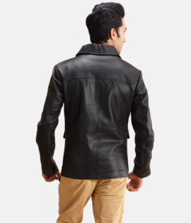 Mens Sheepskin Leather Raven Black Leather Jacket - JH0022