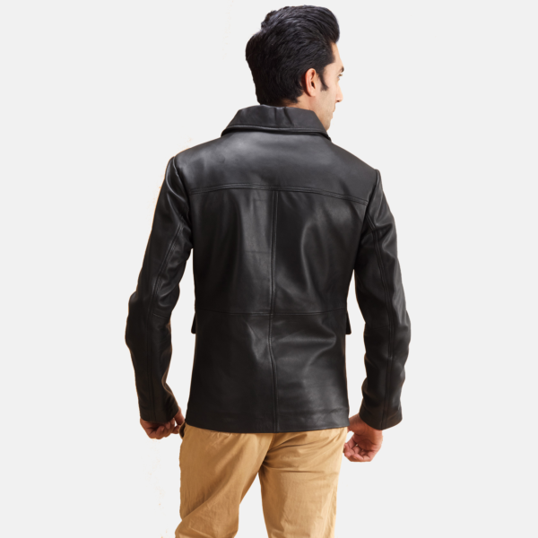 Mens Sheepskin Leather Raven Black Leather Jacket - JH0022