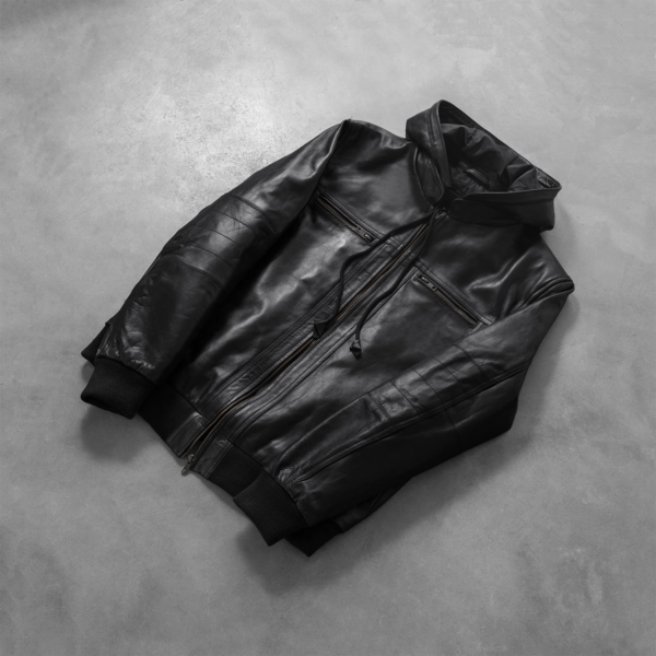 Mens Bouncer Biz Black Leather Bomber Jacket - JH0013