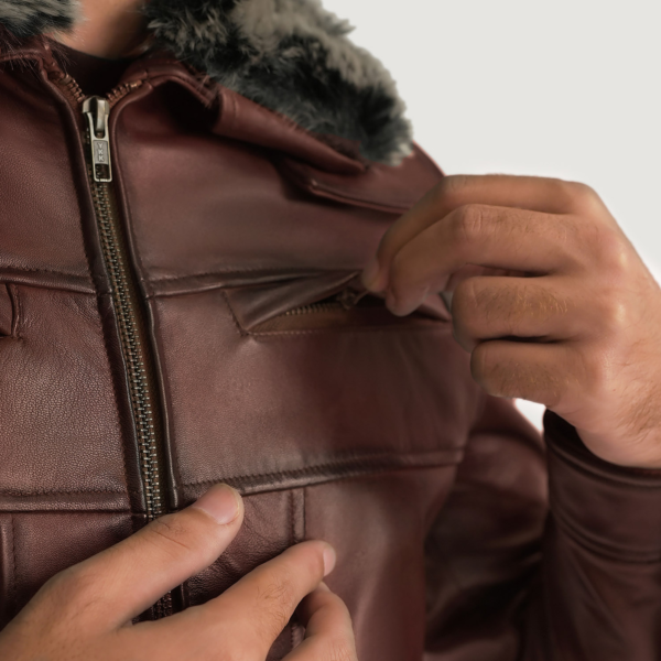 Mens Sheepskin Leather Evan Hart Fur Brown Leather Jacket - JH0047