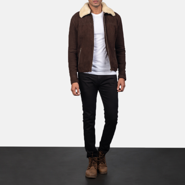 Mens Goatskin Coffner Brown Shearling Fur Jacket - JH0033