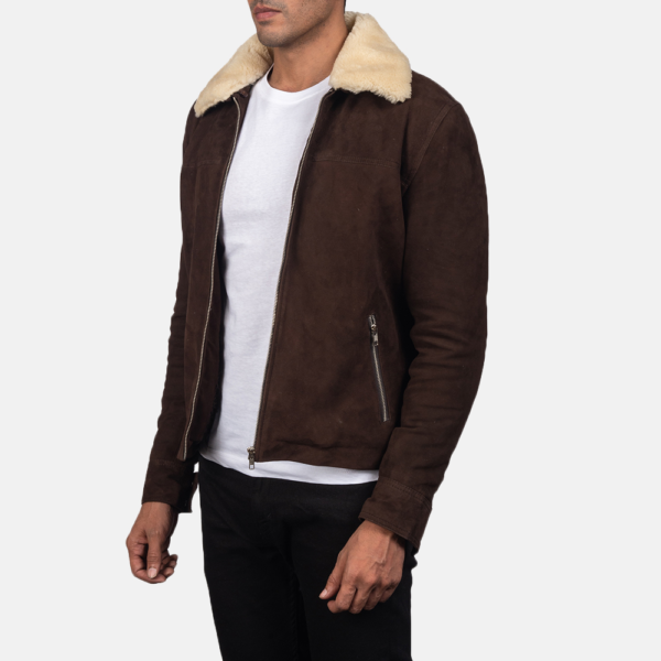 Mens Goatskin Coffner Brown Shearling Fur Jacket - JH0033