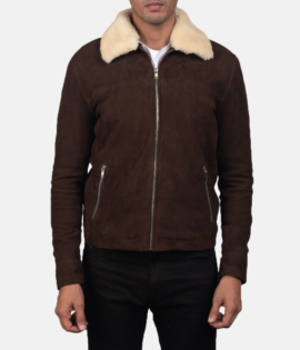 Mens Goatskin Coffner Brown Shearling Fur Jacket - JH0033