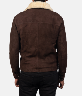 Mens Goatskin Coffner Brown Shearling Fur Jacket - JH0033