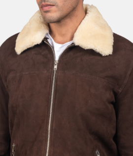 Mens Goatskin Coffner Brown Shearling Fur Jacket - JH0033