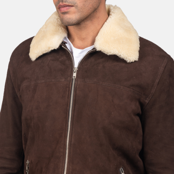 Mens Goatskin Coffner Brown Shearling Fur Jacket - JH0033