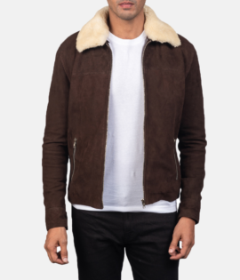 Mens Goatskin Coffner Brown Shearling Fur Jacket - JH0033