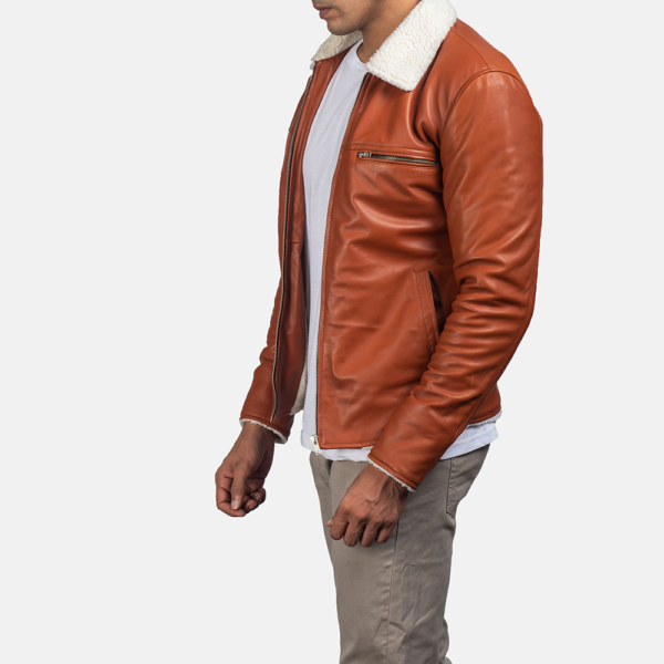 Mens Real Sheepskin Leather Dan Frost Tan Shearling Jacket - JH0012