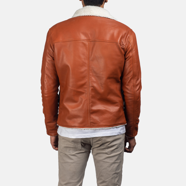 Mens Real Sheepskin Leather Dan Frost Tan Shearling Jacket - JH0012