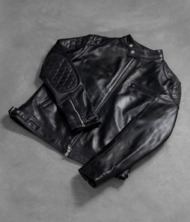 Mens Real Goatskin Leather Gatsby Black Leather Biker Jacket - JH0035