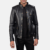 Mens Cowhide Leather Germain Black Leather Jacket - JH0043