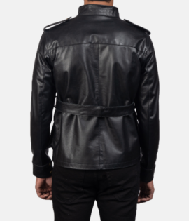 Mens Cowhide Leather Germain Black Leather Jacket - JH0043