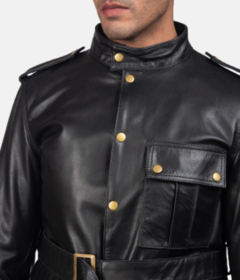 Mens Cowhide Leather Germain Black Leather Jacket - JH0043