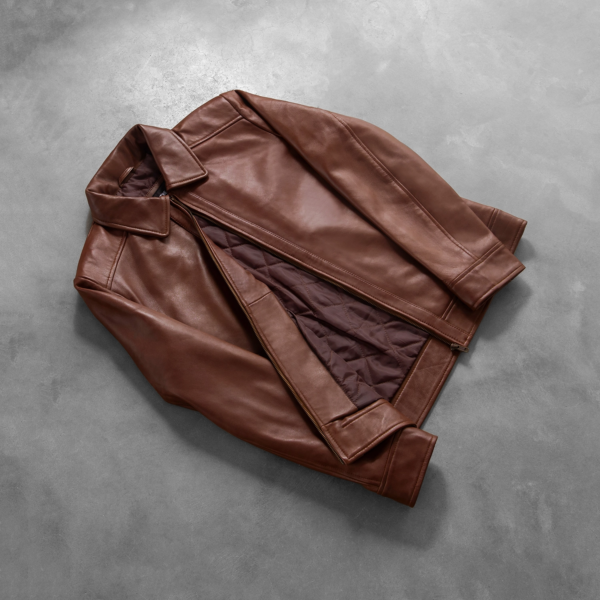 Mens Real Sheepskin Leather Inferno Brown Leather Jacket - JH0032