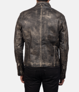 Mens Sheepskin Leather Ionic Red Leather Biker Jacket - JH0109