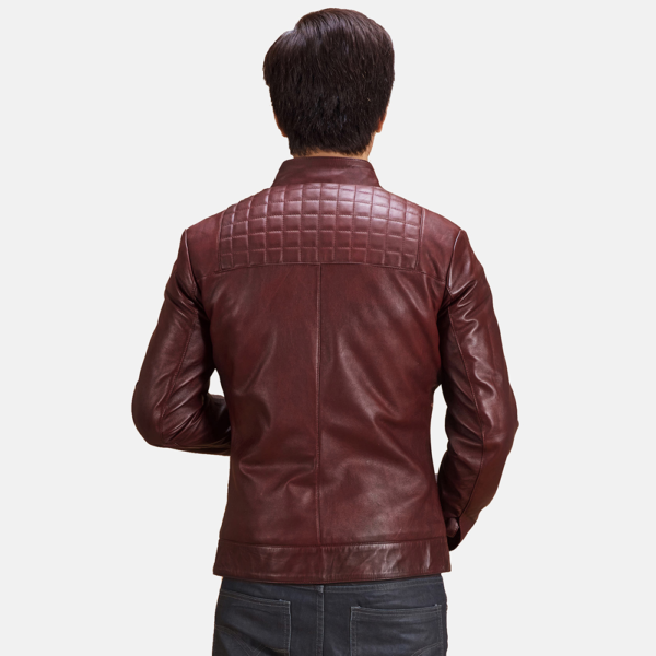 Mens Real Sheepskin Leather Burgunn Dee Maroon Leather Biker Jacket - JH0096