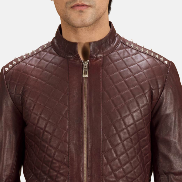 Mens Real Sheepskin Leather Rumano Jae Maroon Leather Biker Jacket - JH0097