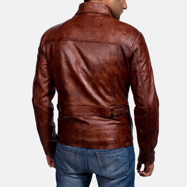 Mens Real Sheepskin Leather Abstract Maroon Leather Jacket - JH0026