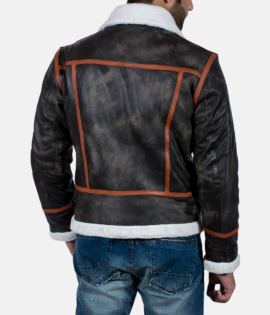 Mens Real Goatskin Leather Alpine Brown Fur Leather Jacket - JH0062