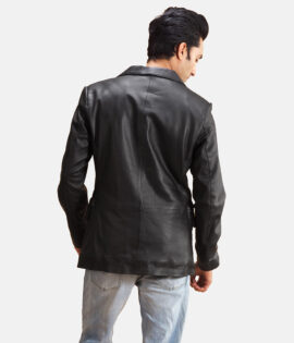 Mens Alyson Black Leather Blazer