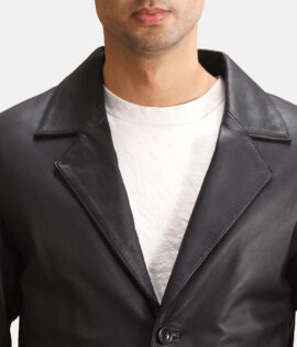 Mens Alyson Black Leather Blazer