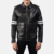 Mens Real Leather Sheepskin Dragonhide Black Leather Jacket - JH0007